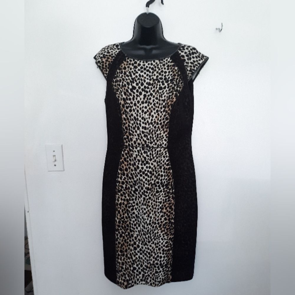 Katherine Kelly animal print mesh dress